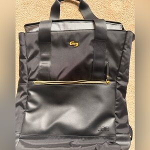 Solo Black Computer Backpack with gold accents